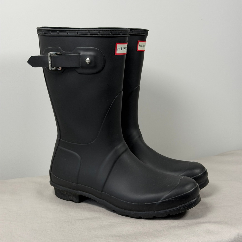 Hunter Original Short Rain Boots Womens US 8 EU 39 Black Matte Waterproof Rubber - Picture 16 of 16